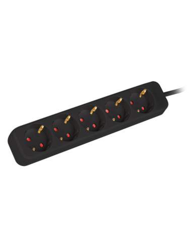 REGLETA LANBERG 5 TOMAS SCHUKO NEGRA 3M