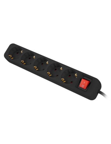 REGLETA LANBERG 5 TOMAS SCHUKO CON PROTECION NEGRA 3M