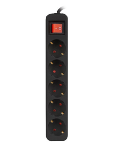 REGLETA LANBERG 5 TOMAS SCHUKO CON PROTECION NEGRA 1.5M