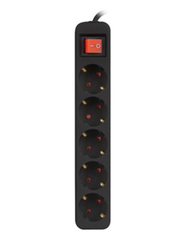 REGLETA LANBERG 5 TOMAS SCHUKO CON PROTECION NEGRA 1.5M