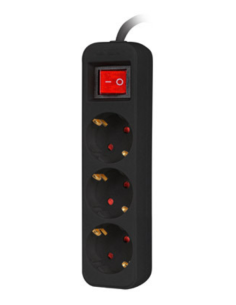 REGLETA LANBERG 3 TOMAS SCHUKO CON PROTECION NEGRA 1.5M