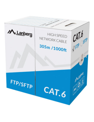 BOBINA CAT.6 LANBERG FTP 305M SOLID CU CPR + FLUKE PASSED GRIS
