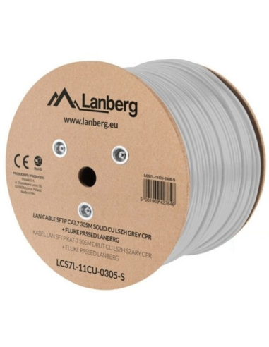 BOBINA CABLE RED LANBERG SFTP RJ45 CAT.7 SOLIDO CU AWG23 LSZH CPR 305M GRIS FLU