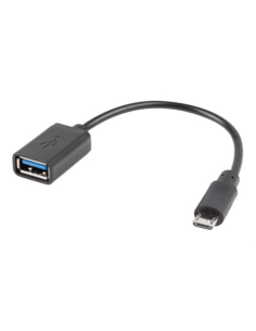 ADAPTADOR LANBERG OTG USB MICRO(M) 2.0 A USB-A(H) 15 CM NEGRO