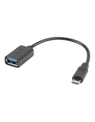 ADAPTADOR LANBERG OTG USB MICRO(M) 2.0 A USB-A(H) 15 CM NEGRO