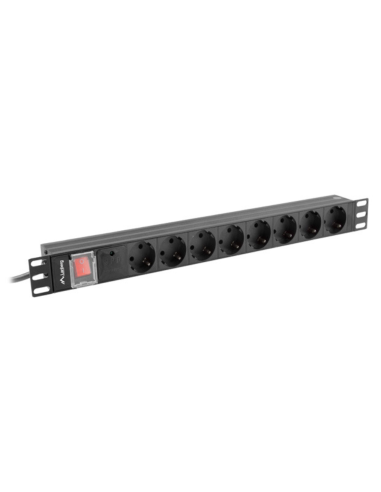 REGLETA LANBERG 1U 16A SCHUKO 19 8X NEGRO 2M
