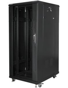 ARMARIO LANBERG RACK 19" 27U 600X800 FLAT PACK NEGRO PUERTA CRISTAL CON LCD