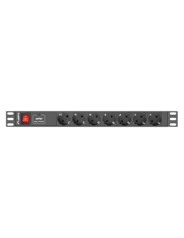 REGLETA LANBERG 1U 10A 7X SCHUKO RACK 19" 2M NEGRO C14