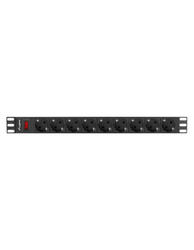 REGLETA LANBERG 1U 16A 9X SCHUKO RACK 19" 3M NEGRO