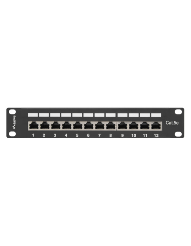 PATCH PANEL LANBERG 12 PUERTOS 1U 10" CAT.5E BLINDADO NEGRO