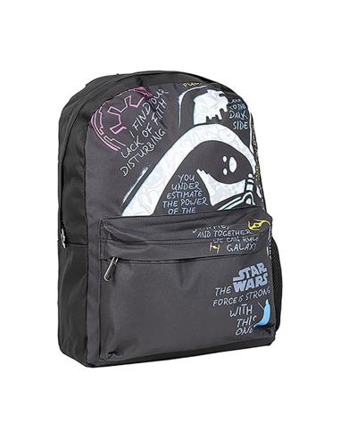 MOCHILA STAR WARS FRASES ICONICAS NEGRA