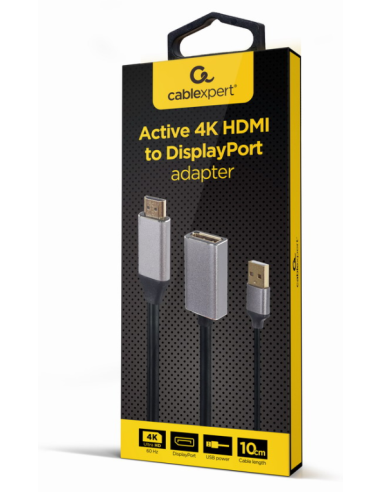 ADAPTADOR GEMBIRD ACTIVO 4K HDMI MACHO A DISPLAYPORT HEMBRA NEGRO