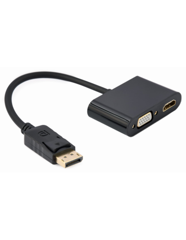 DISPLAY GEMBIRD PORT MACHO A HDMI HEMBRA + CABLE ADAPTADOR VGA HEMBRA NEGRO