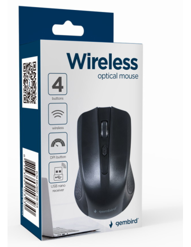 RATON GEMBIRD OPTICO 4 BOTONES NEGRO RF INALAMBRICO PILAS