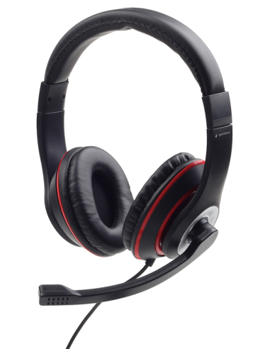AURICULARES GEMBIRD MHS-03-BKRD NEGRO ROJO MICROFONO ALAMBRICO 3.5MM