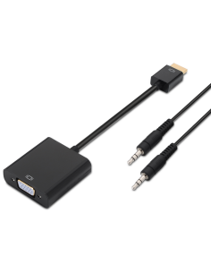 CONVERSOR AISENS HDMI A/M-SVGA/H+JACK 3.5/H NEGRO 10CM+1.0M