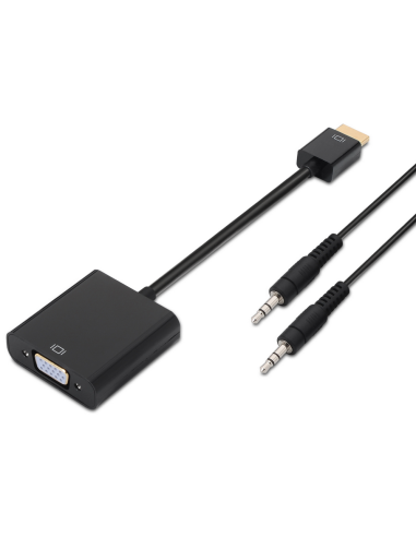 CONVERSOR AISENS HDMI A/M-SVGA/H+JACK 3.5/H NEGRO 10CM+1.0M