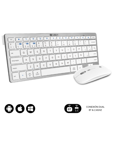 COMBO TECLADO RATON SUBBLIM MULTIDISPOSITIVO BLUETOOTH PLATEADO/BLANCO