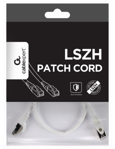 CABLE RED S-FTP GEMBIRD CAT 6A LSZH BLANCO 0,5 M