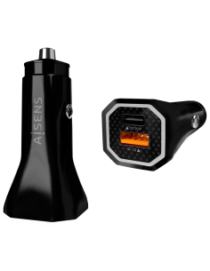 CARGADOR DE COCHE AISENS 38W1xUSB-C PD3.0 20W1xUSB-A QC3.0 18W NEGRO