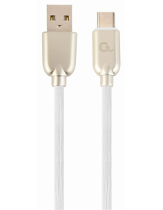 CABLE DE CARGA Y DATOS GEMBIRD USB TIPO C DE CAUCHO PREMIUM, 2M, BLANCO