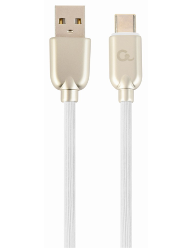 CABLE DE CARGA Y DATOS GEMBIRD USB TIPO C DE CAUCHO PREMIUM, 2M, BLANCO
