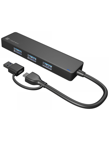 HUB NATEC MAYFLY USB-C 3.0 4 PUERTOS + ADAPTADOR USB-A