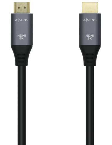 CABLE HDMI AISENS V2.1 ULTRA ALTA VELOCIDAD 8K60HZ M/M 0.5M GRIS NEGRO