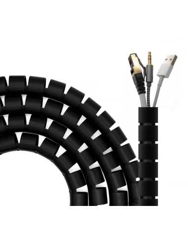 ORGANIZADOR CABLES AISENS ESPIRAL 25MM NEGRO 2mts