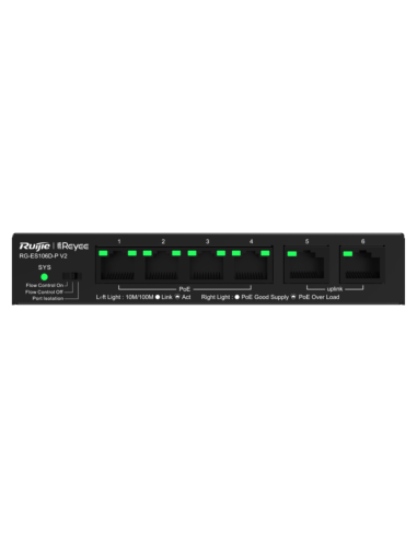 SWITCH RUIJIE REYEE RG-ES106D-P V2 10/100 6p POE AF/AT