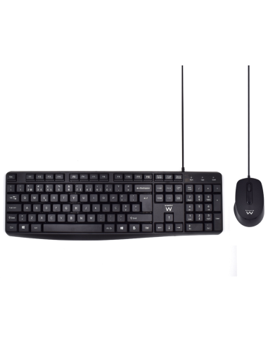 COMBO TECLADO RATON EWENT PORTUGUES ESCRITURA SILENCIOSAUSB NEGRO