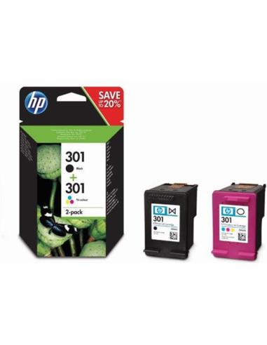 PACK TINTA DESKJET HP Nº301 NEGRO + COLOR 1000 1050 2000 2050 (N9J72AE)