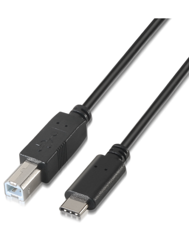 CABLE AISENS USB 2.0 IMPRESORA 3A, TIPO USB-C/M-B/M, NEGRO, 2.0M