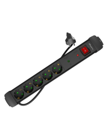 REGLETA LANBERG SP1 5 TOMAS SCHUKO PROTECCION HASTA 2500W NEGRA 5M