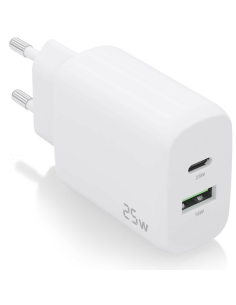 CARGADOR AISENS 25W 1XUSB-C PD3.0 1XUSB-A QC3.0 BLANCO