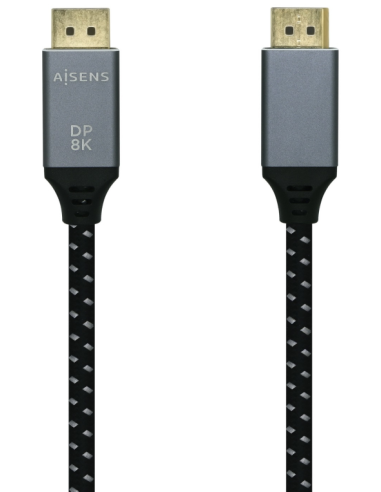 CABLE AISENS DISPLAYPORT V1.4 8K60HZ DP M-DP M GRIS NEGRO 3.0M