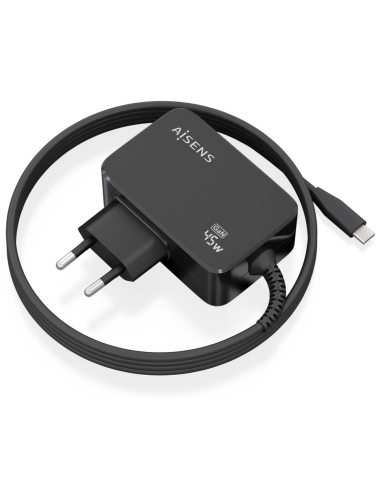 CARGADOR AISENS GAN 45W PD3.0 1XUSB-C 1.8M NEGRO