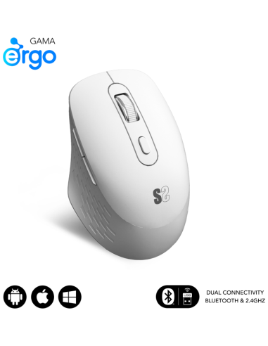 RATON SUBBLIM CURVE ERGO DUAL BLANCO BLUETOOTH BATERIA RECARGABLE