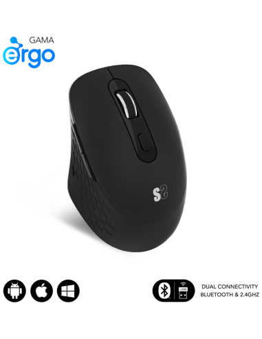 RATON SUBBLIM CURVE ERGO DUAL BLANCO BLUETOOTH BATERIA RECARGABLE