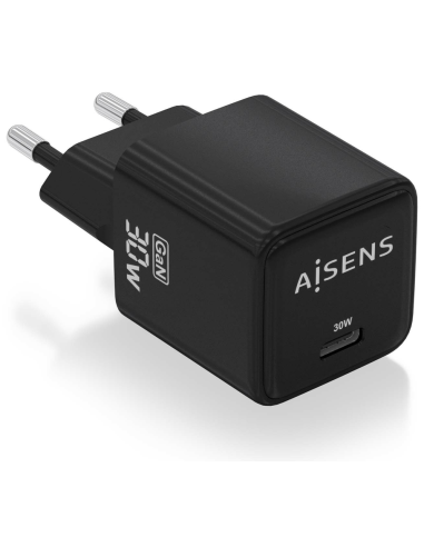 CARGADOR AISENS GAN 30W 1XUSB-C PD3.0 QC4.0 NEGRO
