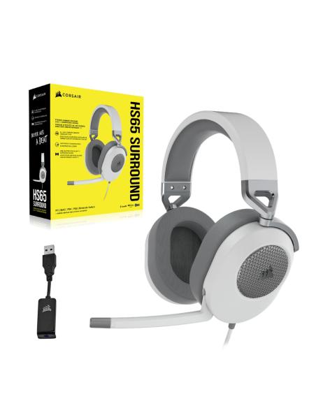 AURICULAR CORSAIR STEREO CORSAIR HS65 SURROUND BLANCO GAMING USB CA-9011271-EU