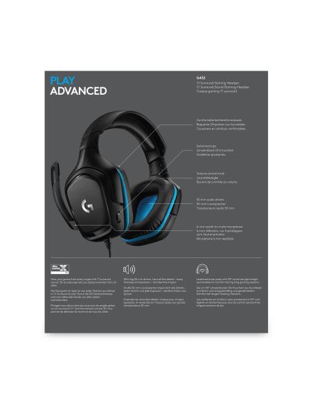 AURICULAR LOGITECH G432 GAMING CON MICROFONO USB2.0 NEGRO 981-000770
