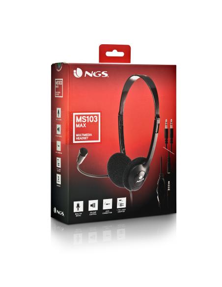 AURICULAR NGS CON MICROFONO MS103MAX NEGRO CVOLUMEN