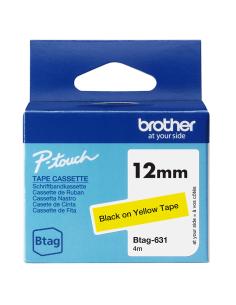 CINTA BROTHER BTAG NEGRO SOBRE AMARILLO 12mm 4M (BTAG-631)