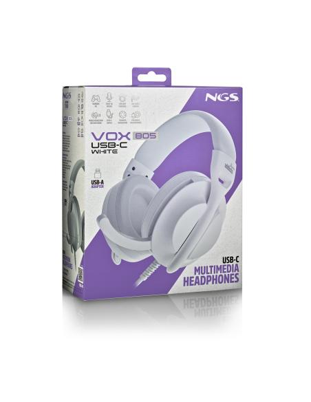 AURICULAR NGS VOX805USBCWHITE MICROFONO CONTROL VOLUMEN BLANCO USB-C