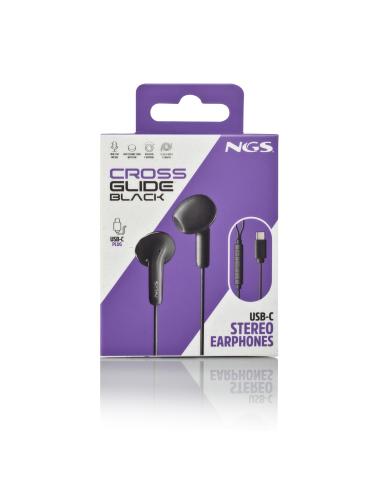 AURICULAR NGS CROSSGLIDE INTRAUDITIVOS MICROFONO MULTIFUNCION BLACK USB-C