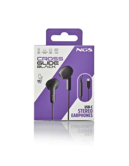 AURICULAR NGS CROSSGLIDE INTRAUDITIVOS MICROFONO MULTIFUNCION BLACK USB-C