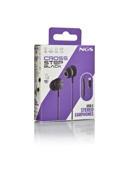 AURICULAR NGS CROSSSTEP INTRAUDITIVOS MICROFONO MULTIFUNCION BLACK USB-C