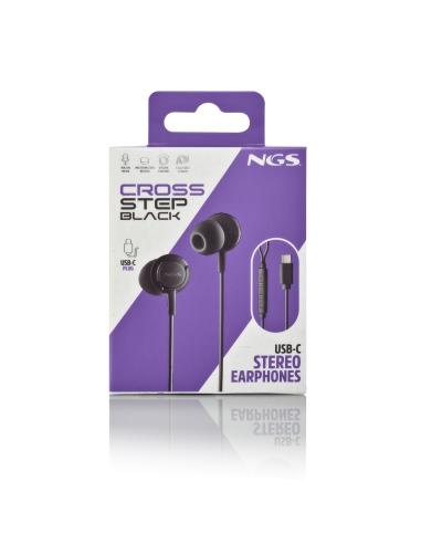 AURICULAR NGS CROSSSTEP INTRAUDITIVOS MICROFONO MULTIFUNCION BLACK USB-C