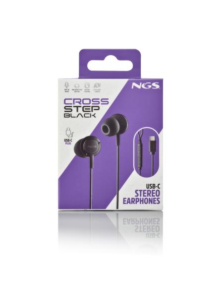 AURICULAR NGS CROSSSTEP INTRAUDITIVOS MICROFONO MULTIFUNCION BLACK USB-C
